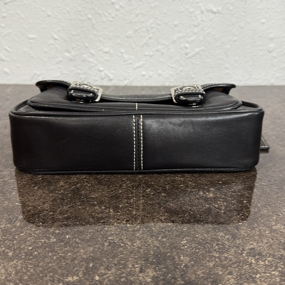 Vintage Coach Y2K Bleecker Double Buckle Black Leather Crossbody Saddle‎ Bag - Picture 5 of 11